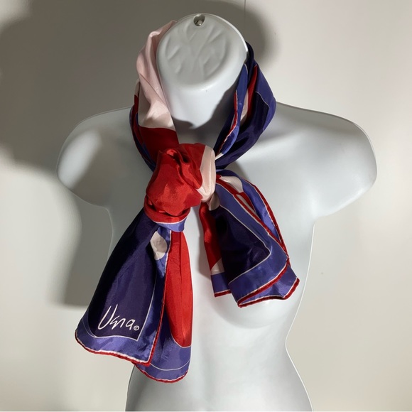 Vena Rectangular Red, Purple, White & Black Geometric Color Block Scarf - Picture 3 of 16